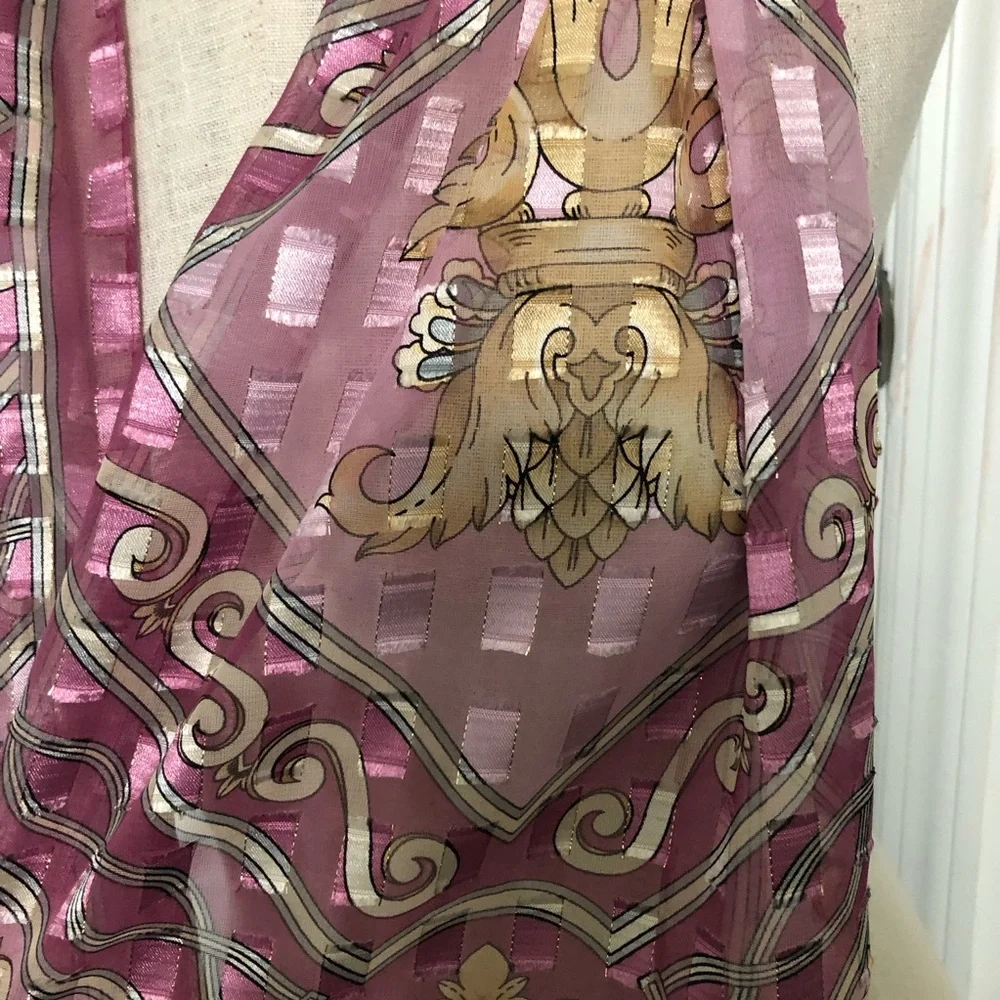 Elegant French Pink and Gold Patterned Scarf